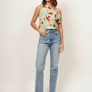 Equipment Femme ORIANA SILK TOP size small green: 100% silk